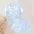 thumbnail image 5 of WAYUTE 2 Piece Sets for Women Short Sleeve Stpried V Neck Button Down Shirts and Shorts Set Comfortable Home Outfit Loungewear Sets, 5 of 7