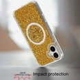 thumbnail image 3 of For Apple iPhone 16 (6.1") Premium Transparent Epoxy Glitter Bling Magnetic Circle Compatible with MagSafe Hybrid Sparkle Slim TPU Cover ,Xpm Phone Case [ Gold Glitter ], 3 of 4