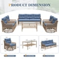 thumbnail image 6 of UDPATIO Patio Conversation Set, Rattan Wicker Furniture, 6 Piece Outdoor Sectional Set with Coffee Table & All-Weather Wicker, Navy Blue, 6 of 9