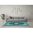 thumbnail image 3 of Ahgly Company Indoor Square Medallion Light Blue Traditional Area Rugs, 5' Square, 3 of 4