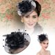 thumbnail image 2 of Pinza para el pelo con plumas para mujer y niña, elegante diadema de malla, accesorios de decoración para bodas, fiestas y citas, 2 of 7