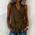 thumbnail image 2 of Aezemi Women's Wrap Sleeveless Tank Tops, Ruched V Neck Tie Waist Blouses, Casual Summer Boho Beach Vacation Tanks, 2 of 6