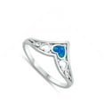 thumbnail image 4 of CHOOSE YOUR COLOR Blue Simulated Opal Chevron Heart Filigree Ring .925 Sterling Silver Band CZ Female Size 9, 4 of 4
