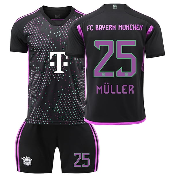 2324 Camiseta de fútbol visitante del Bayern No. 9 Kane 10 Sane 25 Muller 3 Jin Minzai camiseta para niños y adultos transfronterizosSin calcetines en la calle 25
