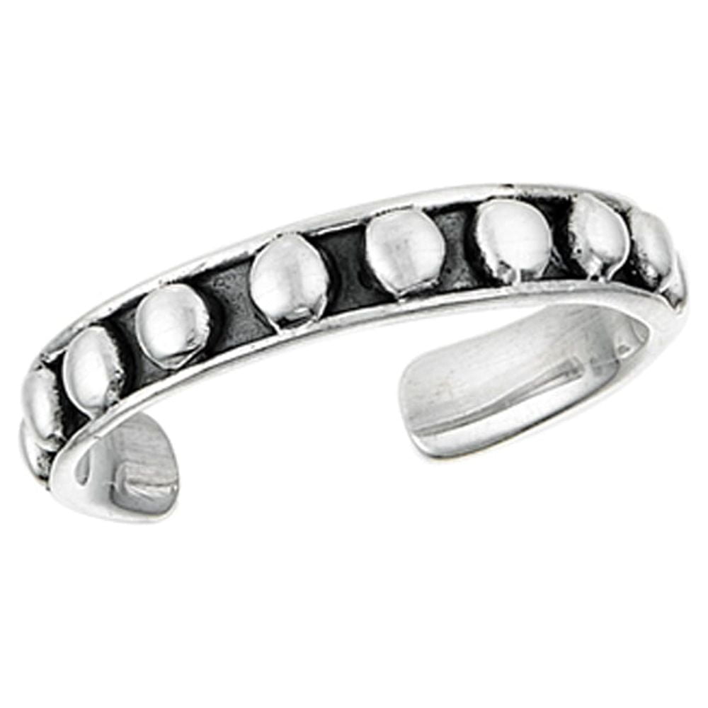 Adjustable Sterling Silver High Polished Bali Dots Toe Ring 925 Midi Band Jewelry Female Unisex