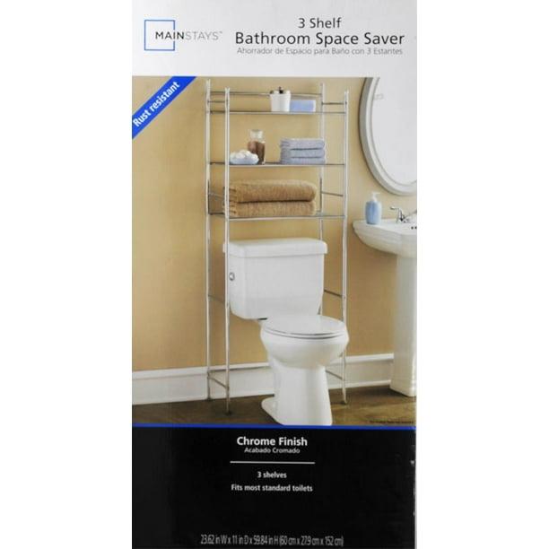 Mainstays over the Toilet Steel 3 Shelf Bathroom Space Saver, Chrome