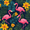 Yellow Floral Flamingo, variant on Yayeee Freestanding Laundry Hamper with Handle Collapsible Large Storage Basket for Clothes, Red Floral Flamingo