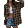 thumbnail image 3 of Fantaslook Plaid Flannel Shirts for Women Oversized Long Sleeve Button Down Shirts Blouses Tops, 3 of 9