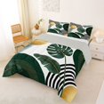thumbnail image 2 of Homewish Abstract Geometric Lines Full Size Comforter Sets,Tropical Monstera Leaf Bedding Comforter Set,White Green,Light Gray Reversible,3-Piece,1 Comforter and 2 Pillowcases, 2 of 7