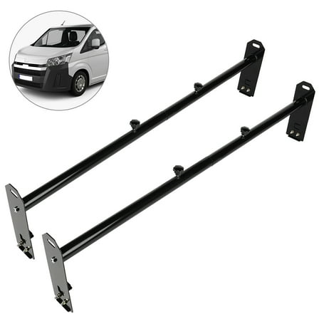 ECCPP For <font color="#0000FF">2003-2014 For Ford E-150 1996-2007 For Chevrolet Express 3500 1996-2016 For GMC Savana 3500</font> black Van 2 bar Ladder Roof Rack Rain Gutter Rails