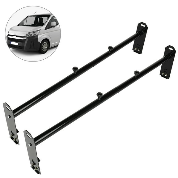 ECCPP For <font color="#0000FF">2003-2014 For Ford E-150 1996-2007 For Chevrolet Express 3500 1996-2016 For GMC Savana 3500</font> black Van 2 bar Ladder Roof Rack Rain Gutter Rails