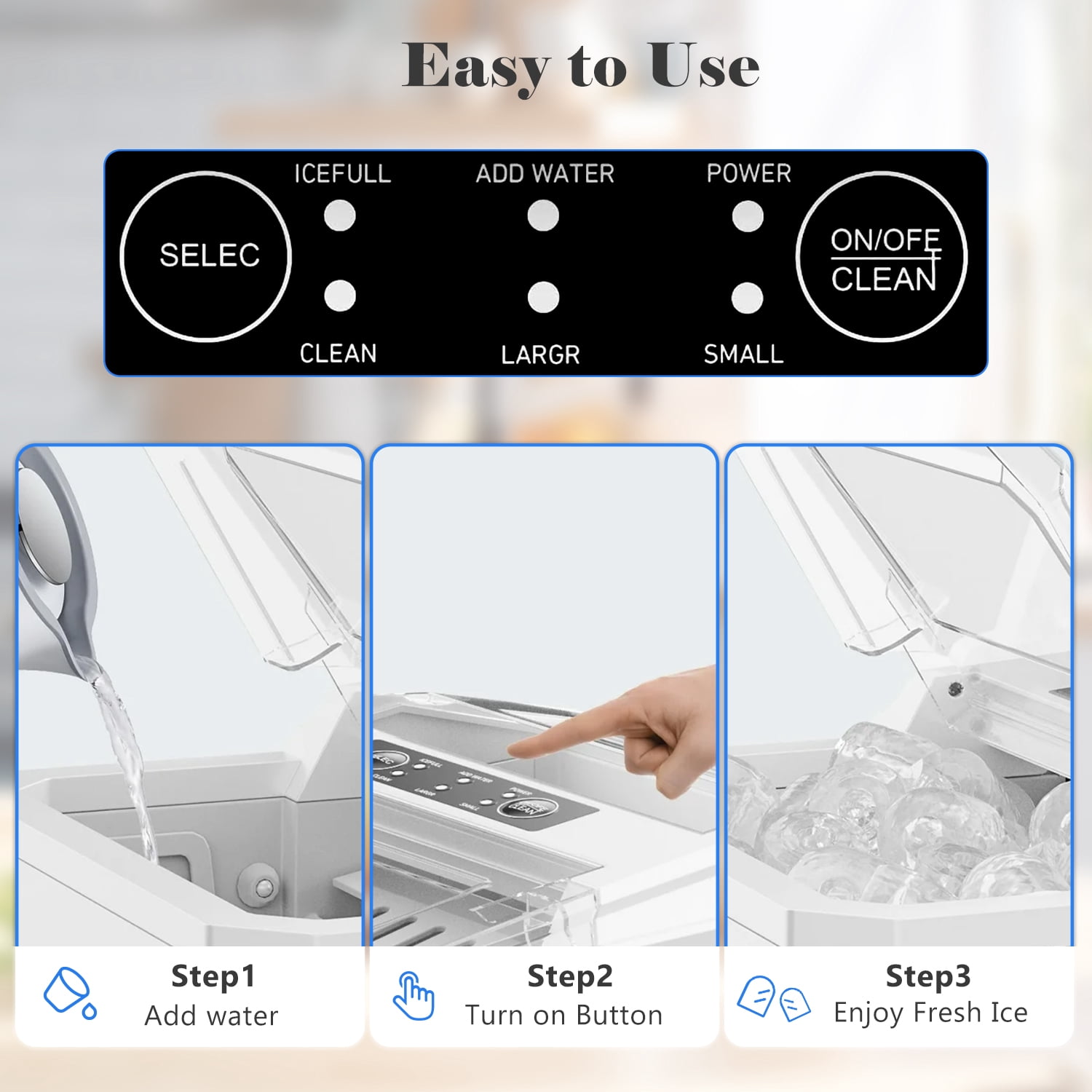 Beddle Portable Countertop Ice Maker with Self-Cleaning, 9 Cubes in 6 Mins, 26 lbs/24 Hrs,For Home Camping,White