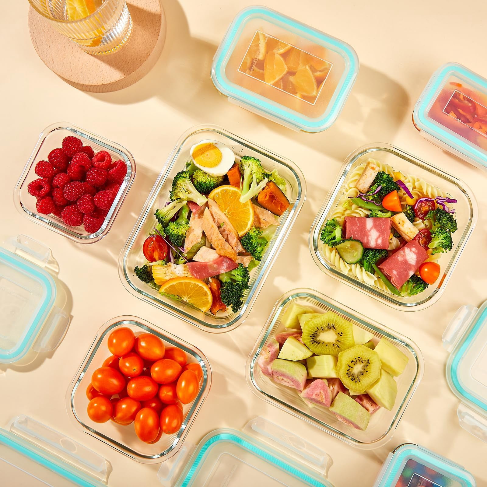 Glass Food Storage Containers with Lids – Airtight Meal Prep Containers, Leak-Proof Locking Bento Boxes for Microwave, Oven, Freezer, Dishwasher, BPA Free