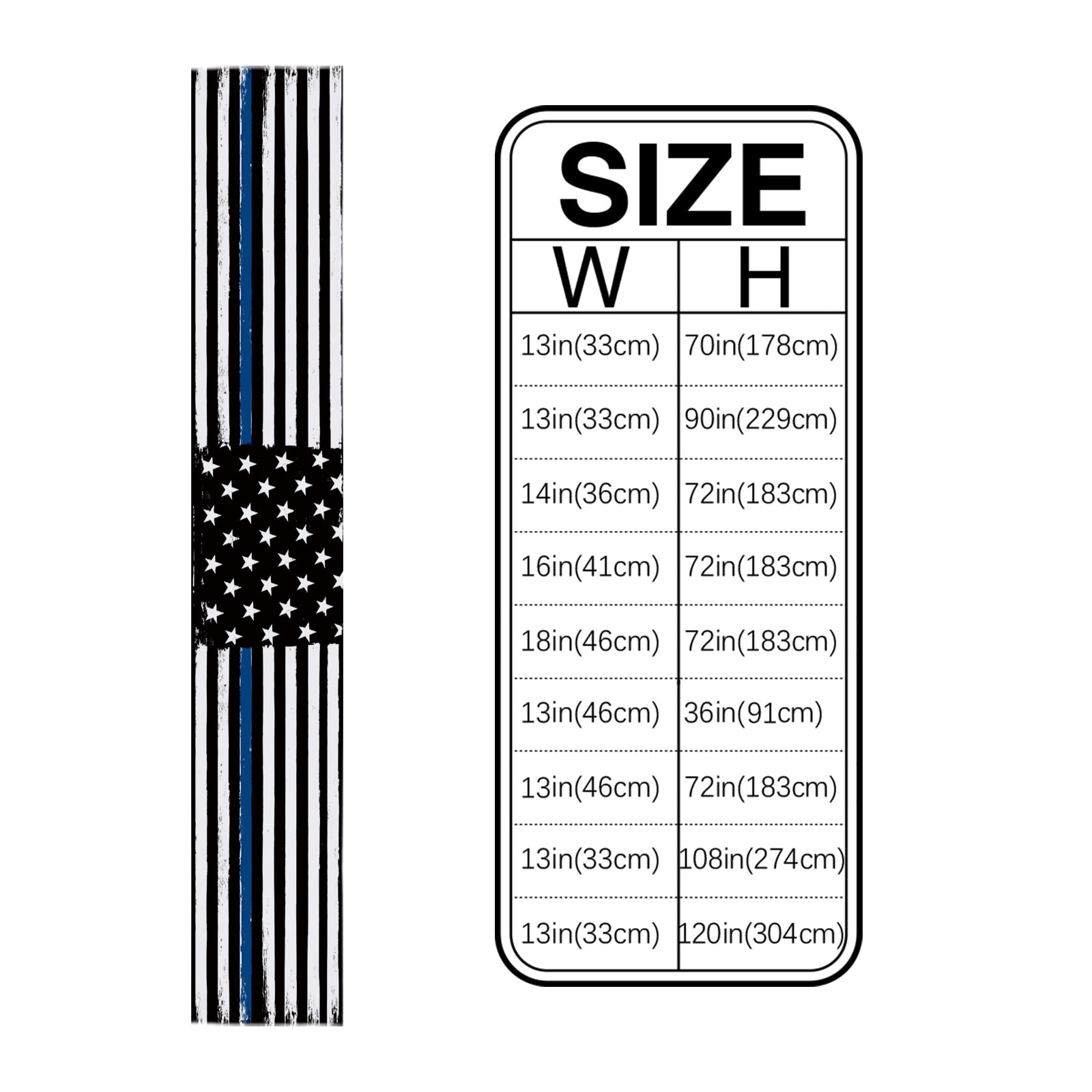 Ldtrchee Thin Blue Line American Flag Table Runner 36 Inches, Black USA Police Bed Runner Dresser Scarves Tabletop for Indoor Outdoor Parties/Ceremony/Banquet, 13"x 36"