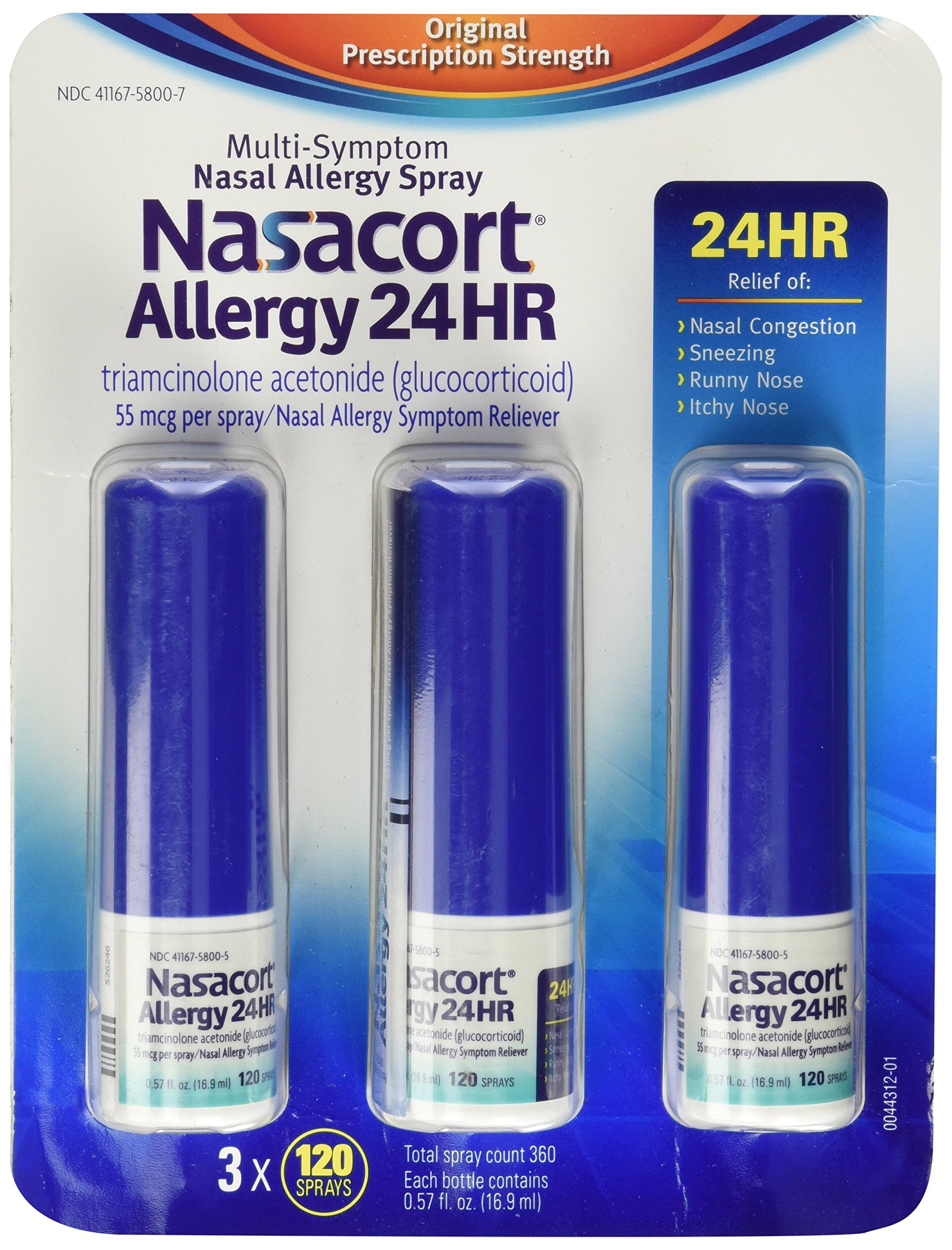 Nasacort Allergy 24hr NonDrip Nasal Spray (120 sprays, 3 pk