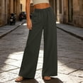 thumbnail image 4 of Inverlee Women's Front Seam Wide Leg Dress Pants Elastic High Waist Loose Business Casual Trousers Army Green XL, 4 of 8