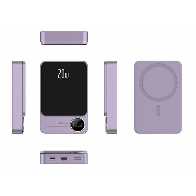 Magnetic Wireless Power Bank PD20W Fast Charging Device with LED