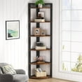 thumbnail image 1 of 6 Tier Corner Shelf, 70.9 Inch Tall Corner Bookshelf Small Bookcase Rustic Corner Shelving Unit Storage Rack for Living Room, Home Office, Kitchen, Small Space, 1 of 2