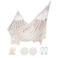 thumbnail image 1 of Hamaca ROOITY para interior con flecos de macramé para 2 personas Blanca, 1 of 9