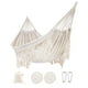 thumbnail image 1 of Hamaca ROOITY para interior con flecos de macramé para 2 personas Blanca, 1 of 9