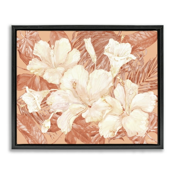 Stupell Industries Bright Hibiscus Bundle Plants & Flowers Painting Black Floater Framed Canvas Art Print Wall Art, 21 x 17