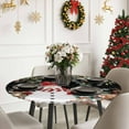 thumbnail image 6 of Round Fitted Tablecloths with Elastic Edge Eucalyptus Leaves on Black Waterproof Table Cover for Kitchen Dining Party Decor,45" - 54", 6 of 9