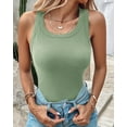 thumbnail image 5 of nikauto Women Built-in Bra Tank Tops Sleeveless Casual Shirts Racerback Ribbed Fitted Tank Tops, 5 of 12