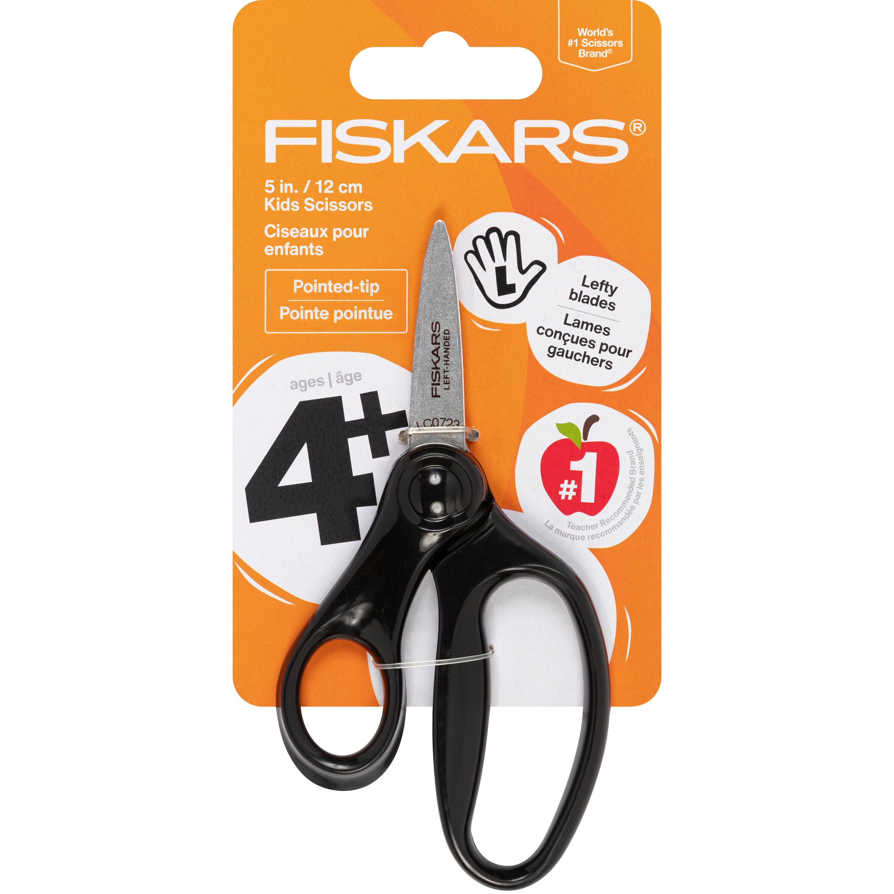 Tijeras Fiskars para Niños Zurdos de 5 Pulgadas con Funda, Edades 4 en Adelante, Negro 3