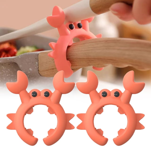 Spoon And Lid Rest Creative Crab Shaped Silicone Spatula Rack Creative Crab Shaped Spatula Rack Cute Crab Spatula Holder With Non Perforated Fork Spatula Rack Cooking Pot Clip Kitchen Gadgets