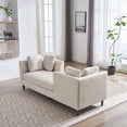 thumbnail image 4 of Beige Chenille Chaise Lounge, 77.95" Wide Modern Sleeper Sofa Couch w/ Pillows, Rubberwood Legs for Living Room/Bedroom. Comfortable &amp; Stylish!, 4 of 14