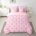 thumbnail image 2 of Homewish Pink White Buffalo 7-Piece Twin Bedding Sets For Children Teens Adults,Mid Century Geometric Lines Bedding Comforter Set,Love Heart Print Breathable Sheet Sets,Luxury Bedroom Decor, 2 of 8