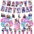 thumbnail image 1 of Kpop Demon Hunters Birthday Party Decorations Kit - K-pop Huntrix Complete Set with Backdrop, Banner, Tableware, Balloons & Cake Topper - Vibrant Fantasy Theme Party Supplies., 1 of 4