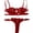 Red, variant on Women's Black Lace 2-Piece Underwear Set - Adjustable Strap Bra & Briefs with Floral Pattern