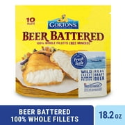 Gortons Beer Battered Fish, Wild Caught Pollock, Frozen, 10 Count, 18.2 Ounce Resealable Bag