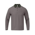 thumbnail image 5 of Domuza Men's Long Sleeve Polo Shirts Casual Stylish Collared Button Down Outdoor Tshirts Fall Lightweight Solid Color Classic Fit Tops Dark Gray S, 5 of 9