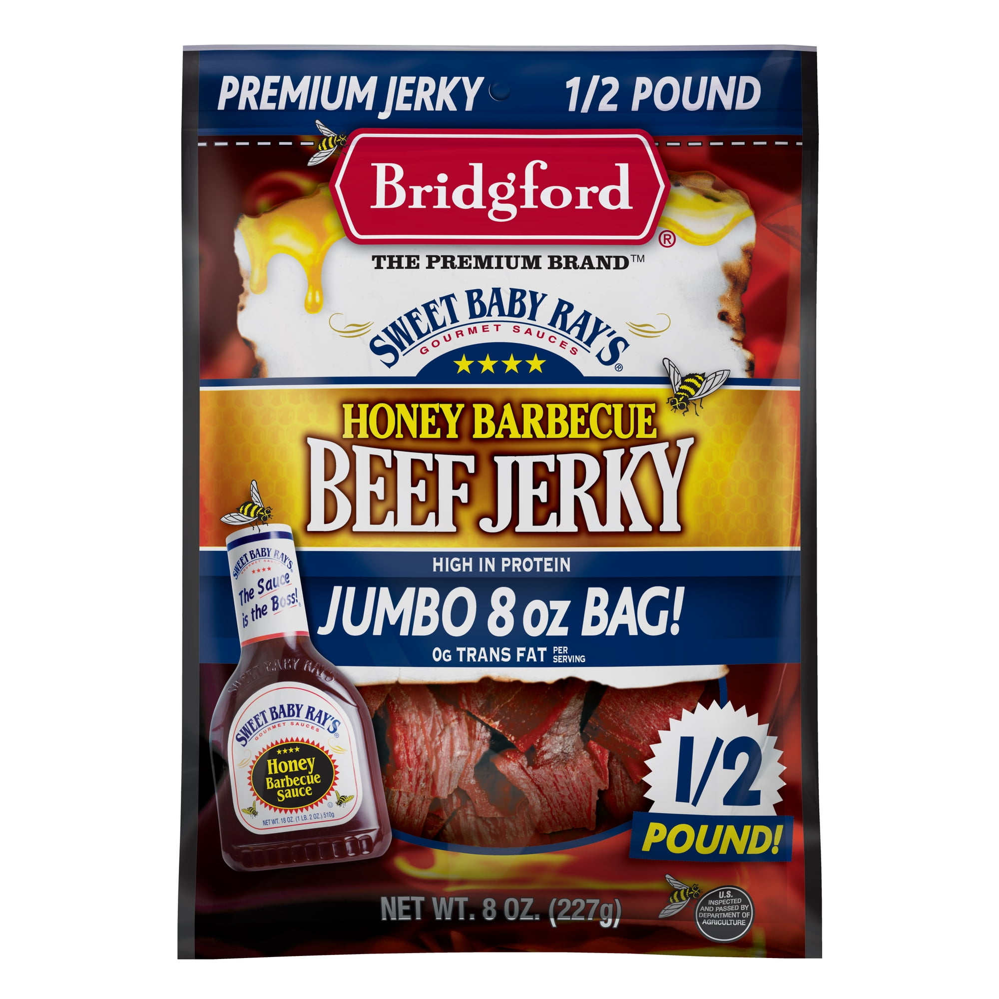 Bridgford Sweet Baby Ray's Honey BBQ Beef Jerky 8 oz