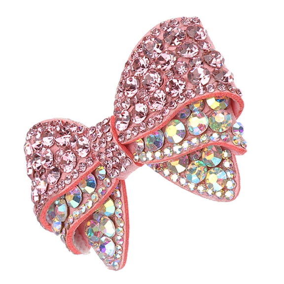 OFFIGAM Bow Decoration Shoecharms for Women Elegant Pink Rhinestone Bow Shoes 1Pack
