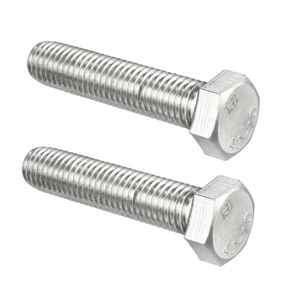 Unique Bargains Hex Screw Bolt, Metric M12x55mm 304 Stainless Steel 4.8 Grade Fully Threaded Hexagonal Screw Bolts 2 PCS