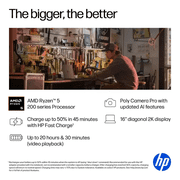HP OmniBook X Flip 16” 2-in-1 Touchscreen Laptop, AMD Ryzen 5 220, 8GB RAM, 512GB SSD, Windows 11 Home