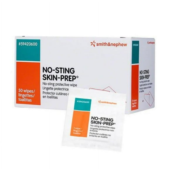 No-Sting Skin-Prep Protective Wipes, 75 to 100% Strength, 2.75 Inches x 1-1/8 Inch, 1 mL, Sterile, 50 Count