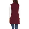 thumbnail image 2 of Cardigan Décontracté Sans Manches Résistant à l'Usure devant Gilet Long Élastique Polyester Gilets Vêtements de Mode Vêtements d'Extérieur Vin Rouge XXL, 2 of 5
