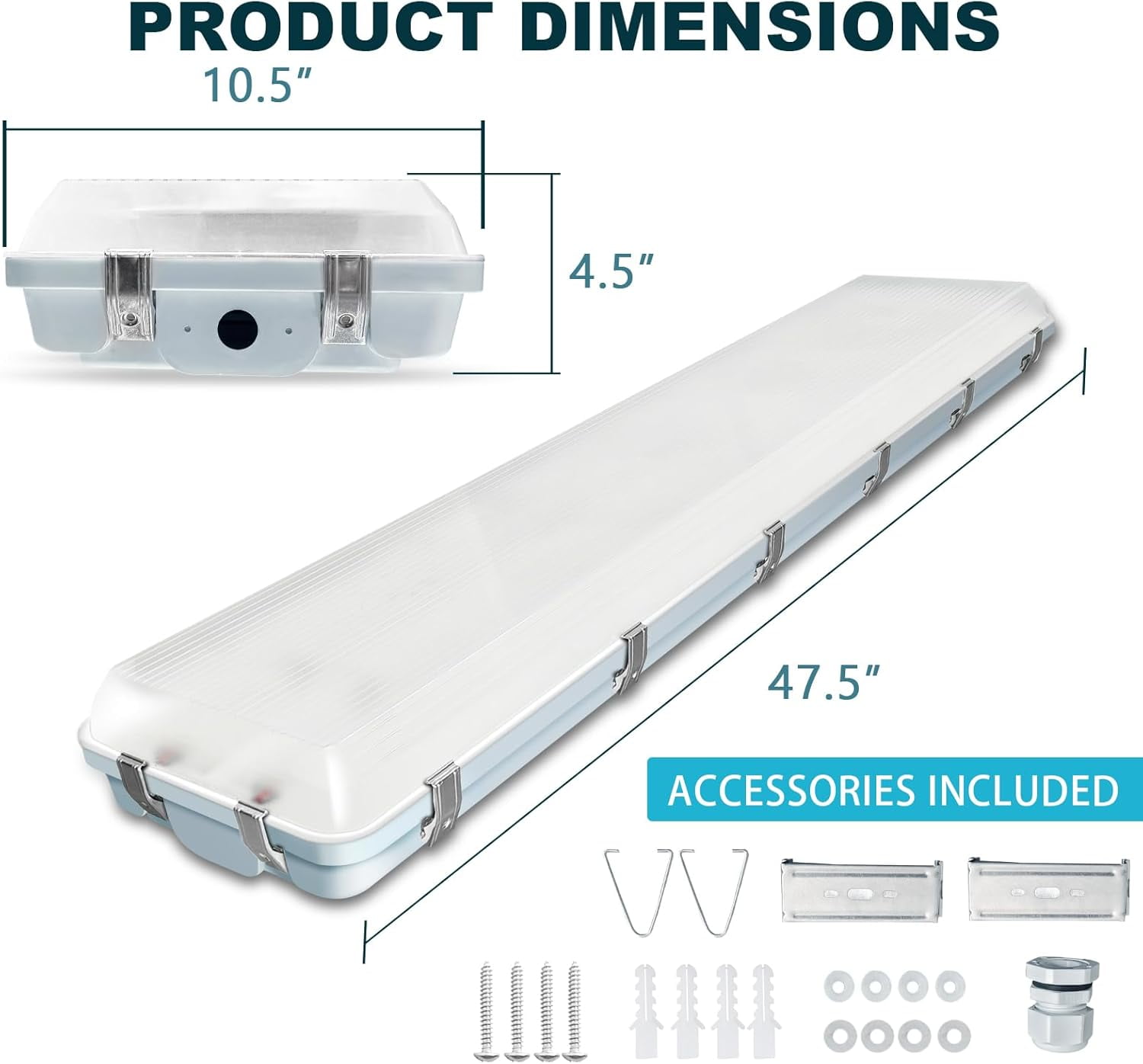 1 Pack 8FT LED Vapor Tight Light, 90W,11700lm,IP65 Waterproof Led Outdoor Shop Light for Parking Garage,Carport,Warehouse,3500K/4000K/5000K CCT Selectable,UL Listed