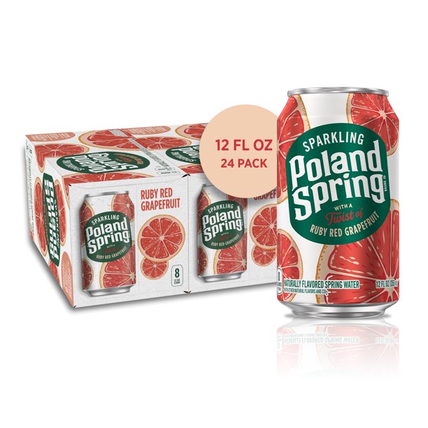 Poland Spring Sparkling Water, Ruby Red Grapefruit, 12 oz. Can (24