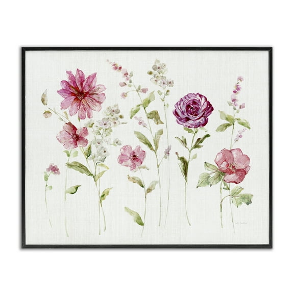 Stupell Industries Blooming Rose Sprigs Plants & Flowers Painting Black Framed Art Print Wall Art, 14 x 11