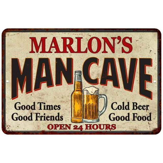 MARLON'S Man Cave Sign 12 x 18 Matte Finish Metal 112180011500