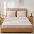 thumbnail image 1 of Washed Cotton Pieces Sheet Set Linen Feel Natural Wrinkle Breathable Lightweight (Queen Cream Grey), 1 of 6
