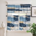 thumbnail image 6 of Abstract Collage Art Curtain Valances Set Retro Blue Oil Painting Texture Kitchen Curtains 36&nbsp;inch Length Rod Pocket Valance and Tiers 3 Piece Set Small Bedroom Bathroom Laundry Decor, 6 of 9