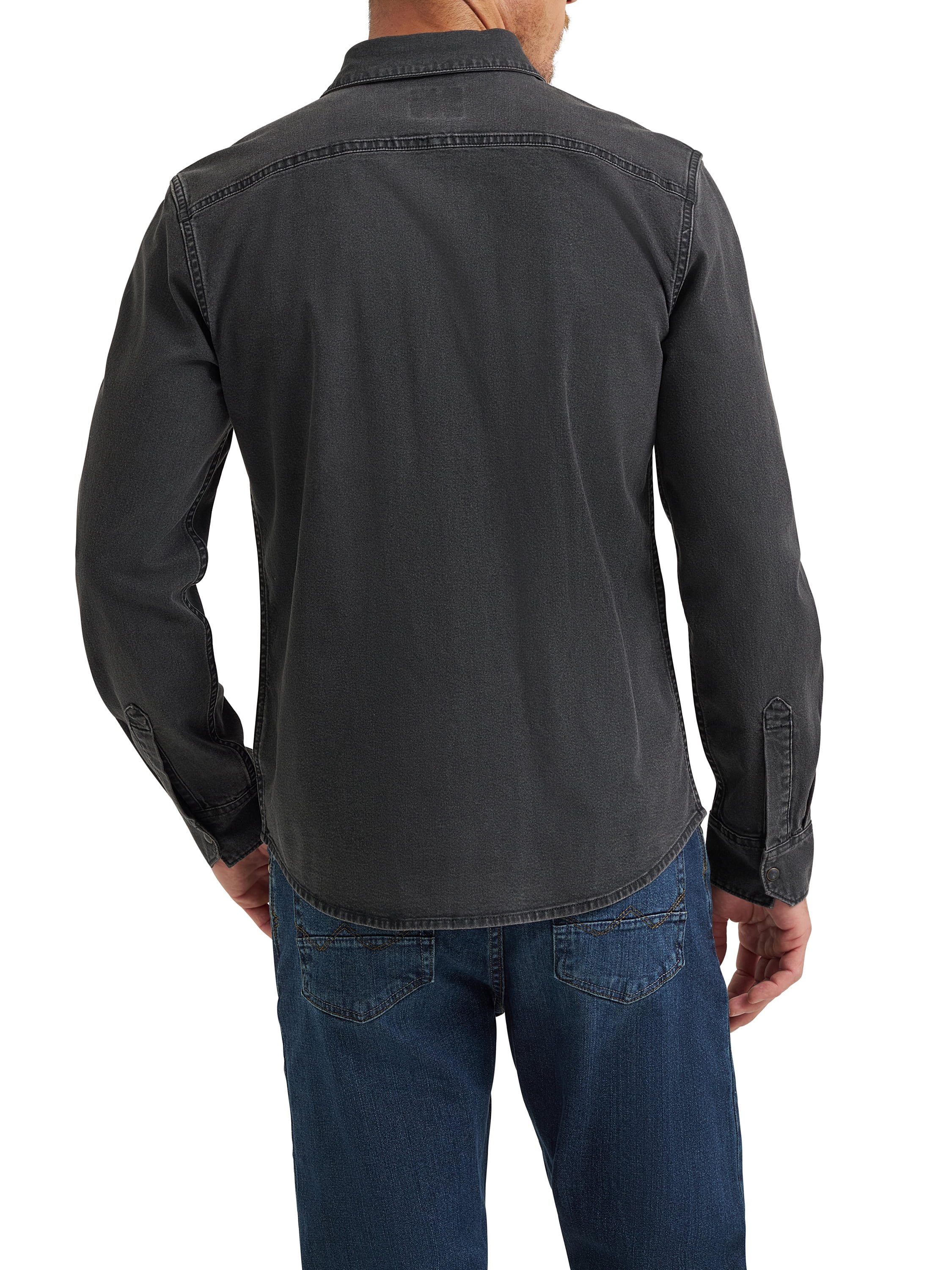 Wrangler® Men's Slim Fit Long Sleeve Woven Twill Shirt with Sunglasses Cleaner, Sizes S-5XL