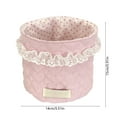 thumbnail image 3 of Fabric Storage Baskets With Lace Trim Cylindrical Desktop Organizer for Snacks,Small Items & Clutter Perfect for Home Office & Bedroom Decor, 3 of 7