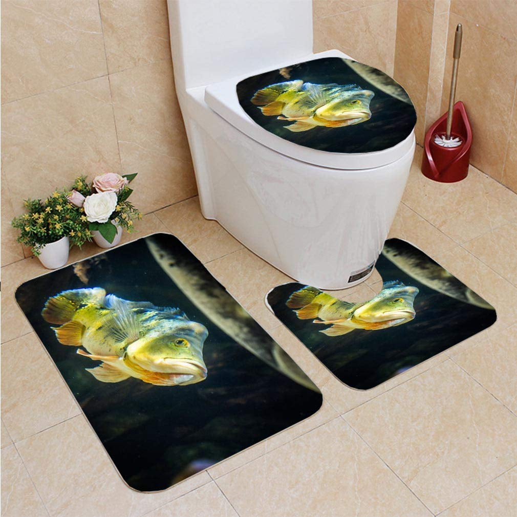 Erehome Fish In Aquarium 3 Piece Bathroom Rugs Set Bath Rug Contour Mat And Toilet Lid Cover Walmart Canada